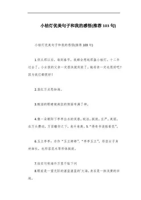 小桔灯优美句子和我的感悟(推荐103句)