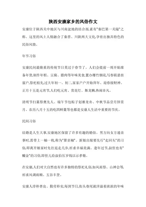 陕西安康家乡的风俗作文