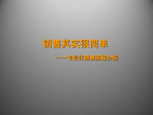 销售其实很简单专业化销售流程介绍