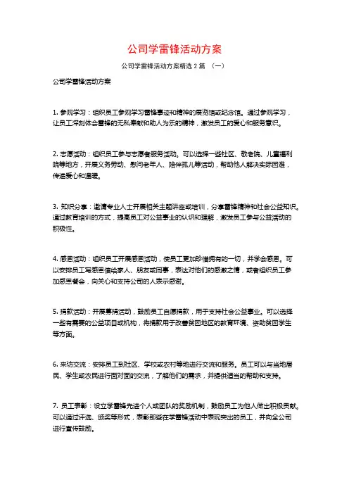 公司学雷锋活动方案2篇