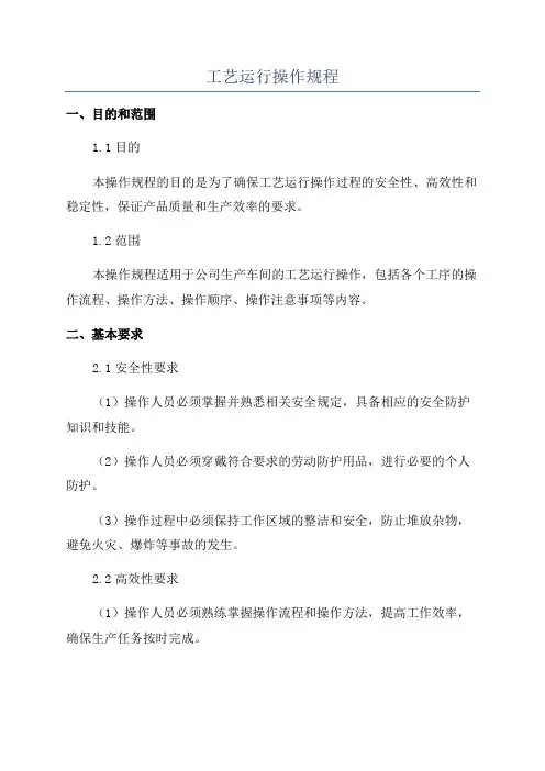 工艺运行操作规程