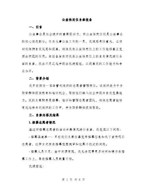 公益性岗位自查报告（2篇）