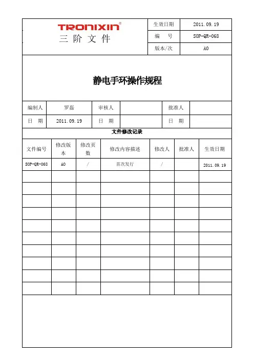 SOP-QR-068静电手环操作规程