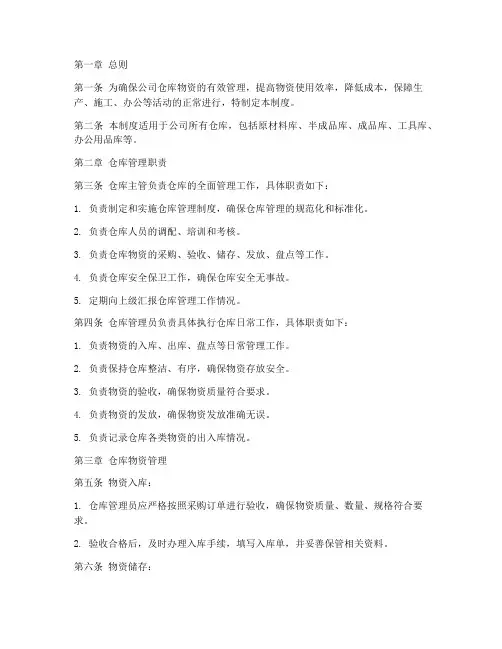 房地产公司仓库管理制度