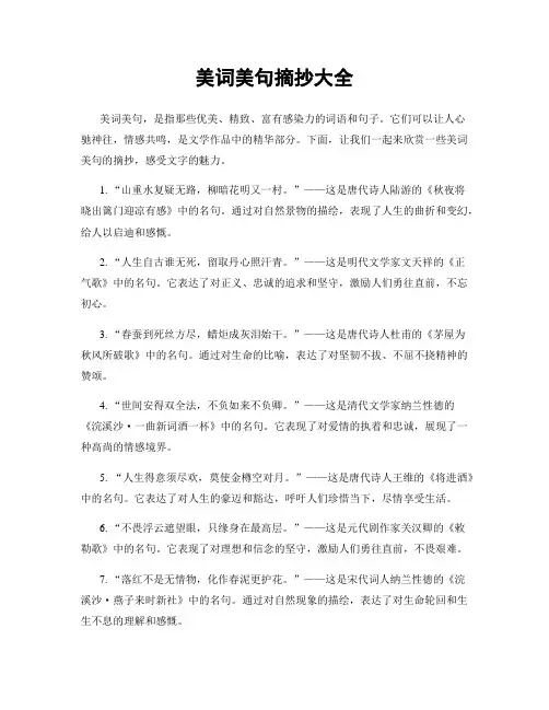美词美句摘抄大全