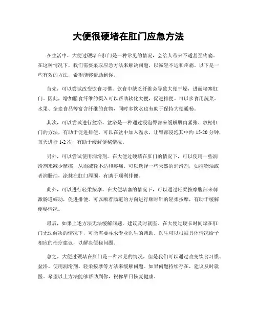 大便很硬堵在肛门应急方法