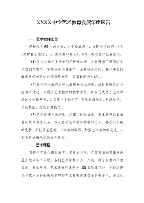 中学艺术教育发展年度报告