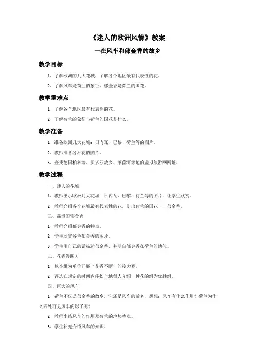 品德与社会教育科学六年级上册《迷人的欧洲风情》教案2