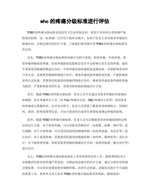 who的疼痛分级标准进行评估