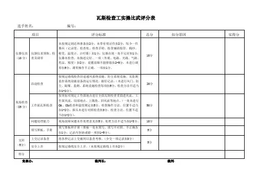 瓦斯检查工实操评分标准