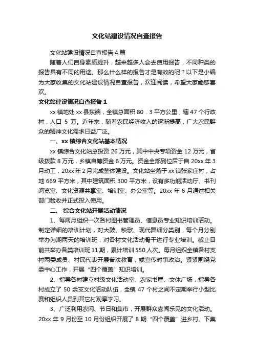 文化站建设情况自查报告