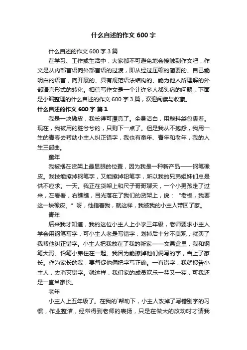 什么自述的作文600字