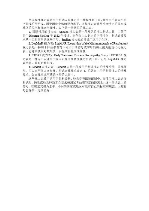 全国标准视力表