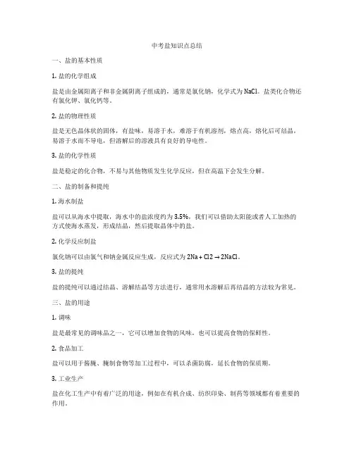 中考盐知识点总结