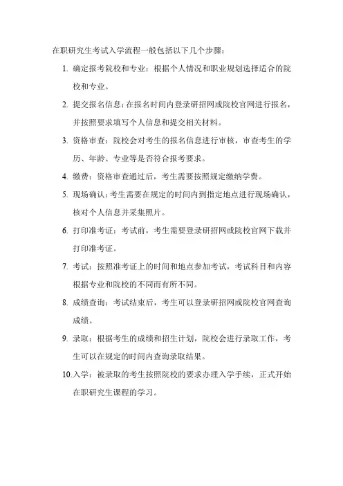 在职研究生考试入学流程