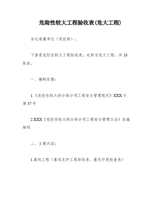 危险性较大工程验收表(危大工程)