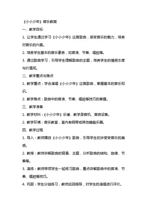 《小小少年》音乐教案
