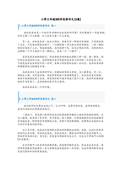 小学三年级300字优秀作文[5篇]