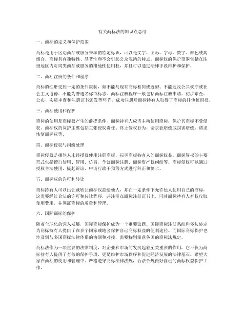 有关商标法的知识点总结