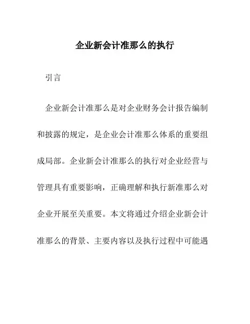 企业新会计准则的执行