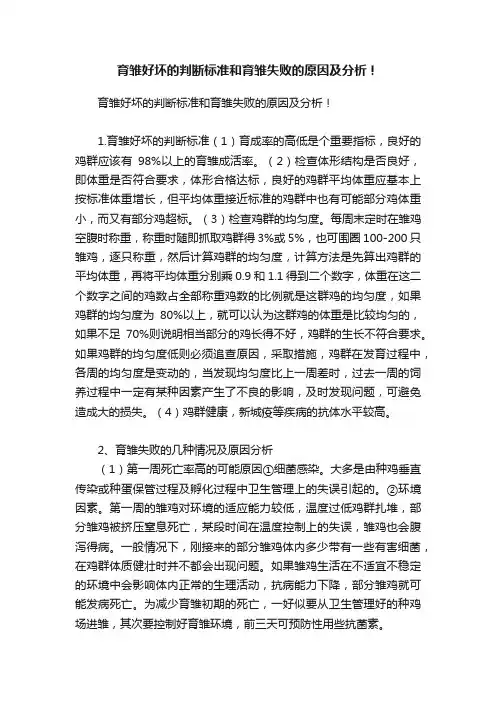 育雏好坏的判断标准和育雏失败的原因及分析！