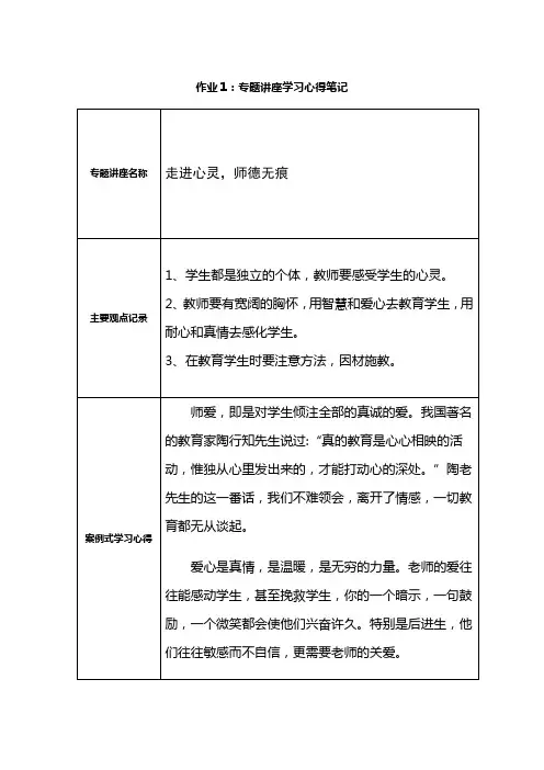 “走进心灵,师德无痕”学习心得