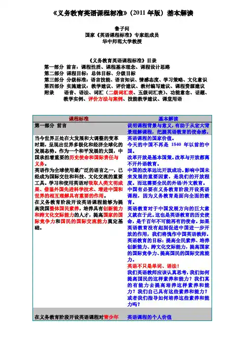 《义务教育英语课程标准》基本解读