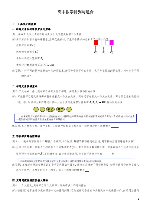 高中数学排列组合经典题型全面总结版