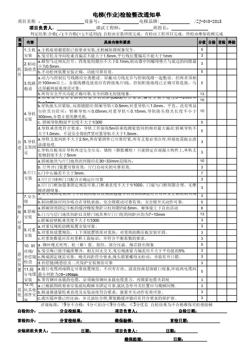 电梯(作业)检验整改通知单