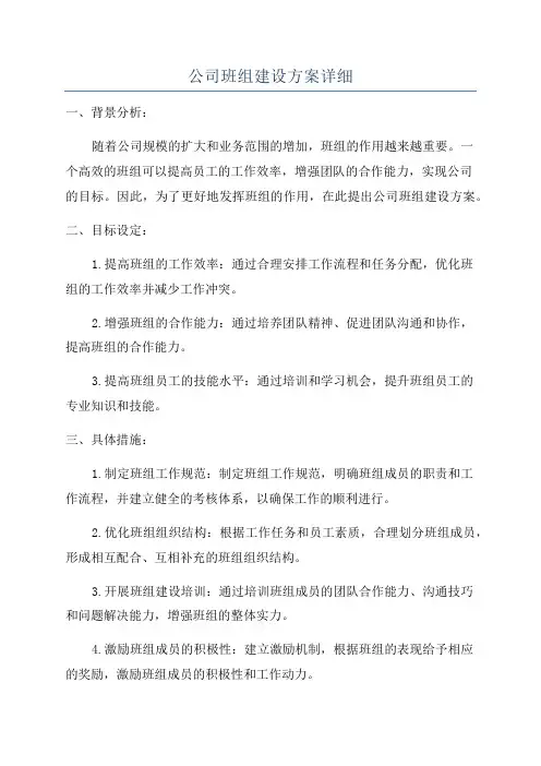 公司班组建设方案详细