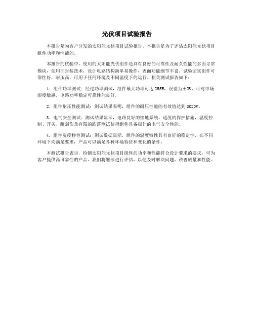 光伏项目试验报告