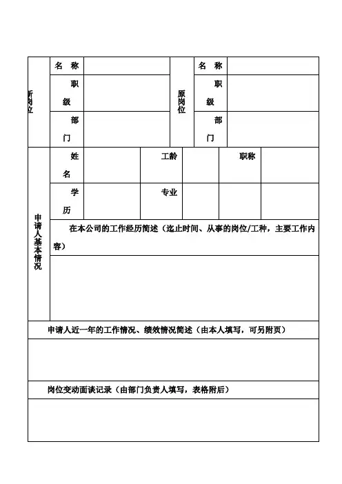 员工岗位变动审批表