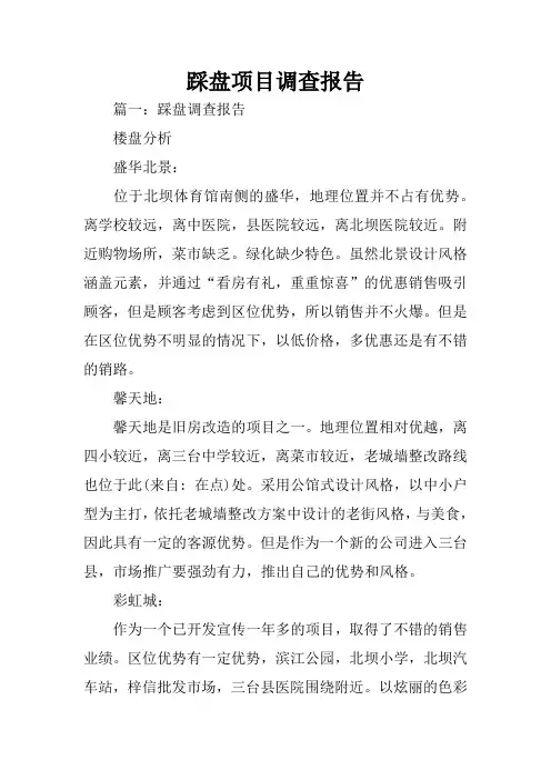 踩盘项目调查报告