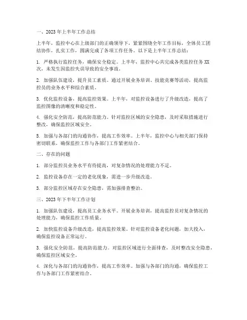 监控工作总结下半年计划