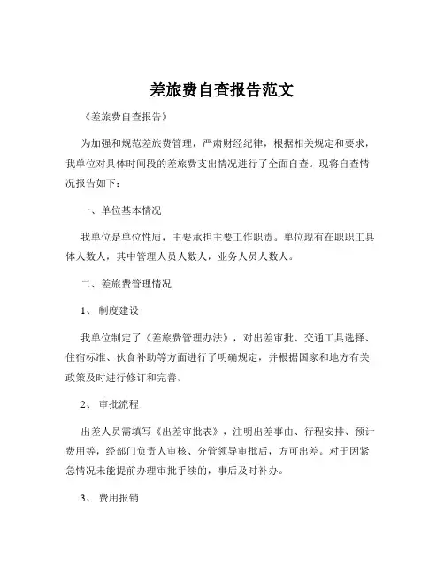 差旅费自查报告范文
