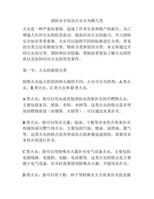消防安全知识火灾分为哪几类