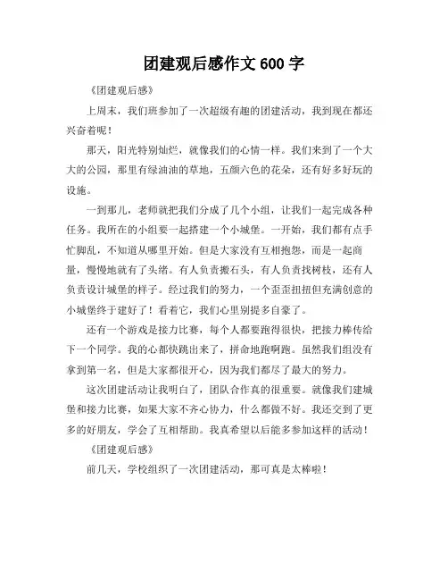 团建观后感作文600字