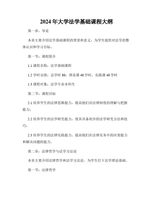 2024年大学法学基础课程大纲