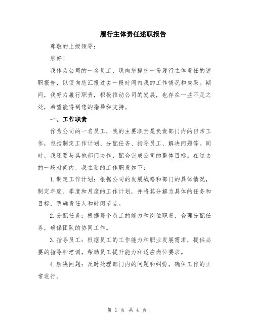履行主体责任述职报告