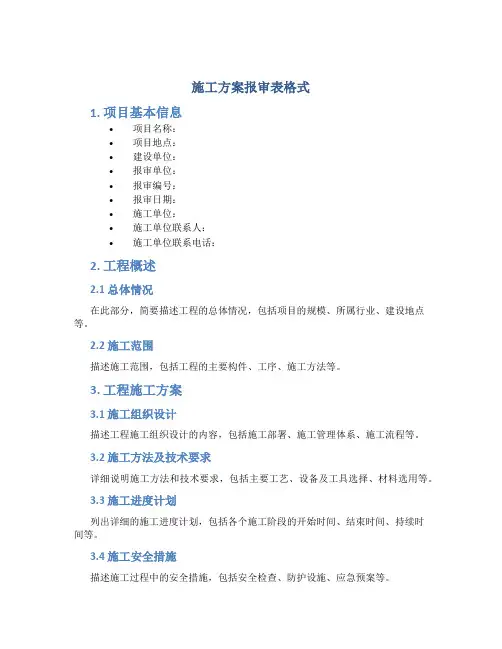施工方案报审表格式
