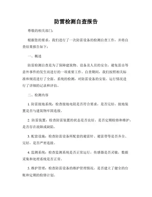 防雷检测自查报告
