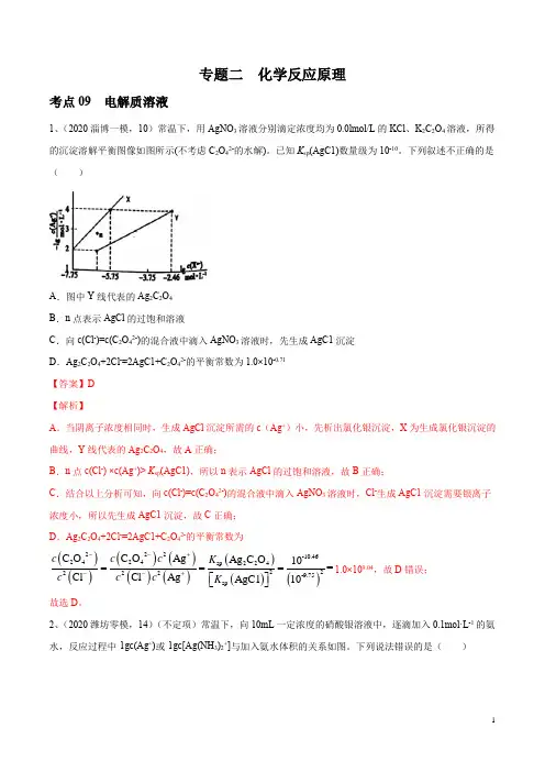 考点09 电解质溶液-2020年山东省各地市高考模拟化学试题分类汇编(新高考)(解析版)