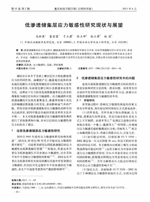 低渗透储集层应力敏感性研究现状与展望