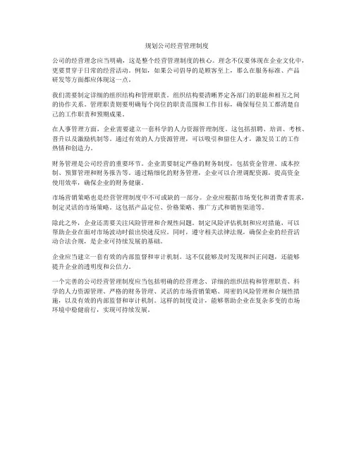 规划公司经营管理制度