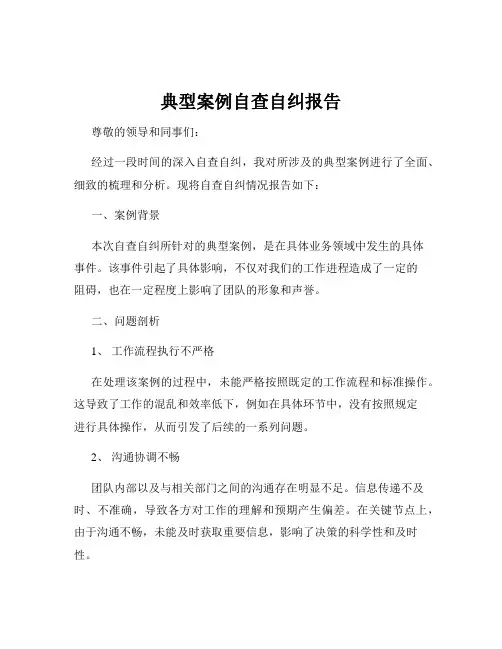 典型案例自查自纠报告