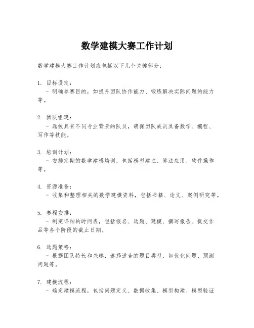 数学建模大赛工作计划