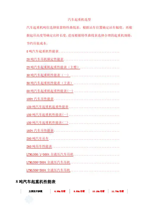 吨汽车吊性能参数表