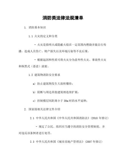 消防类法律法规清单