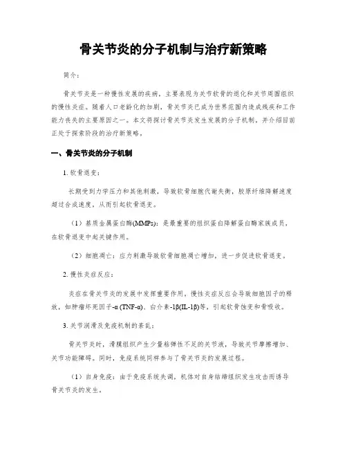 骨关节炎的分子机制与治疗新策略