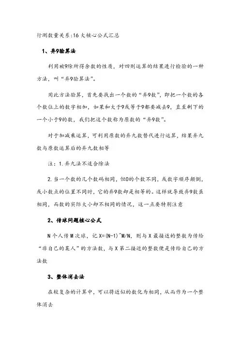 行测数量关系：16大核心公式汇总